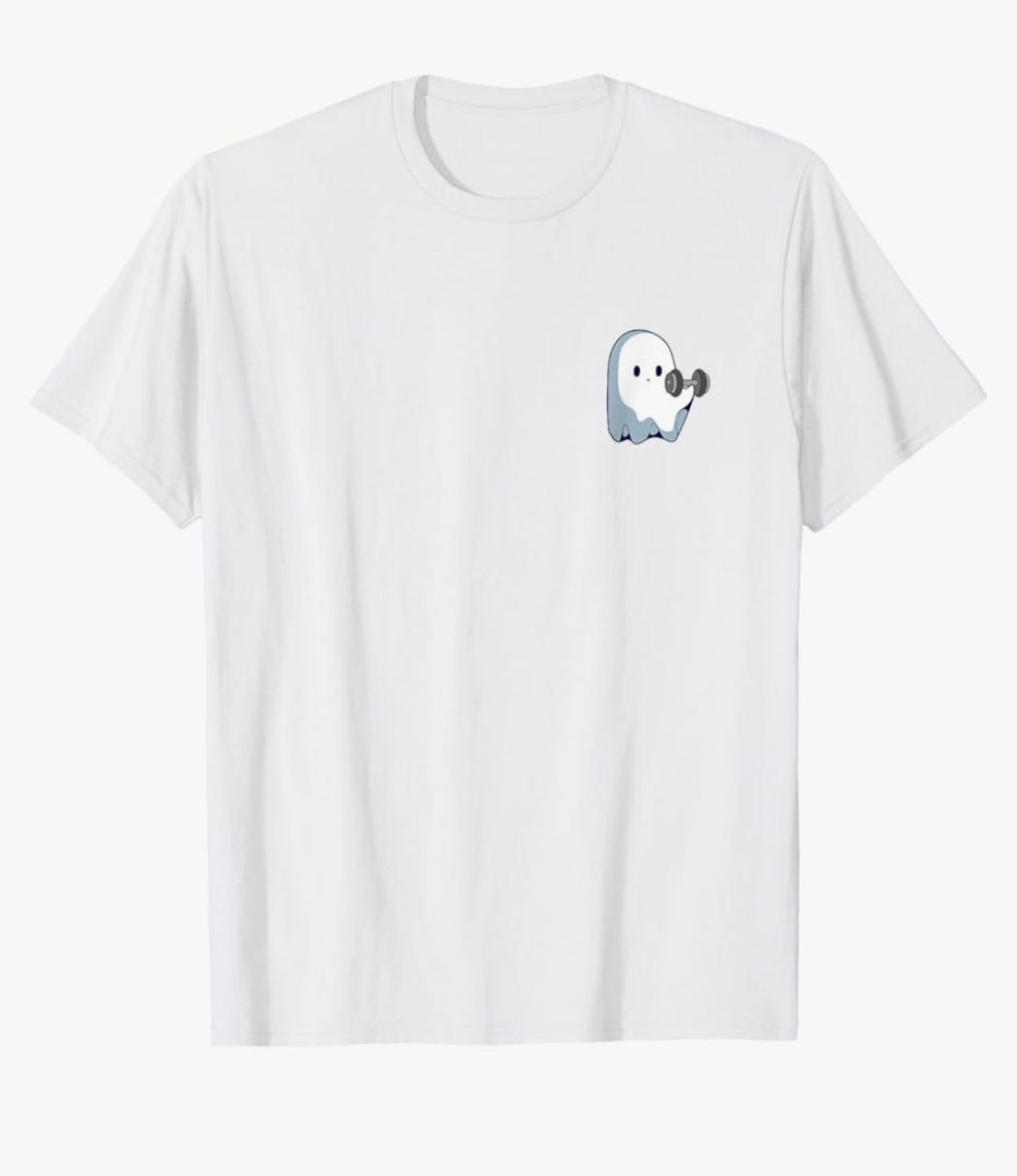 Port & Company Ghost Weightlifting Pocket Funny Ghost Workout Halloween T-Shirt M