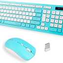 Wireless Keyboard and Mouse Combo, Full-Sized Wireless Keyboard and Adjustable DPI Mouse, Wireless Keyboard and Mouse (Tiffany Blue)