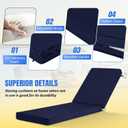 Basic Beyond Chaise Lounge Cushions Outdoor, 3-Layer Waterproof Outdoor Furniture Cushions with Removable Cover and 4 Ties, 72"x21"x3" Patio Lounge Chair Cushions for Outdoor Furniture, Navy