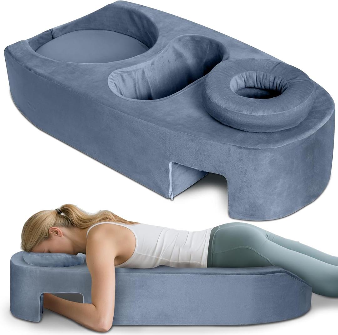 SAHEYER Pregnancy Massage Cushion & Headrest, Full Body Prenatal Bolster Release Lower Back Pain, Maternity Pillow After Breast Surgery, Pregnancy Stomach, Grey