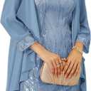 GRACE KARIN Women's Sequin Dress Wedding Guest Dresses Mother of the Bride Dresses Formal Dress Two Piece Dress Knee Length (Blue, M)