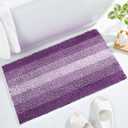 Gibelle Purple Bathroom Rug Set 1 Piece, Chenille Non Slip Bath Mat Set, Absorbent Shower Rug and Bath Room Floor Mats, Quick Dry Bathmat Bathroom Decor Accessories for Tub, 16" x 24", 20" x 32"