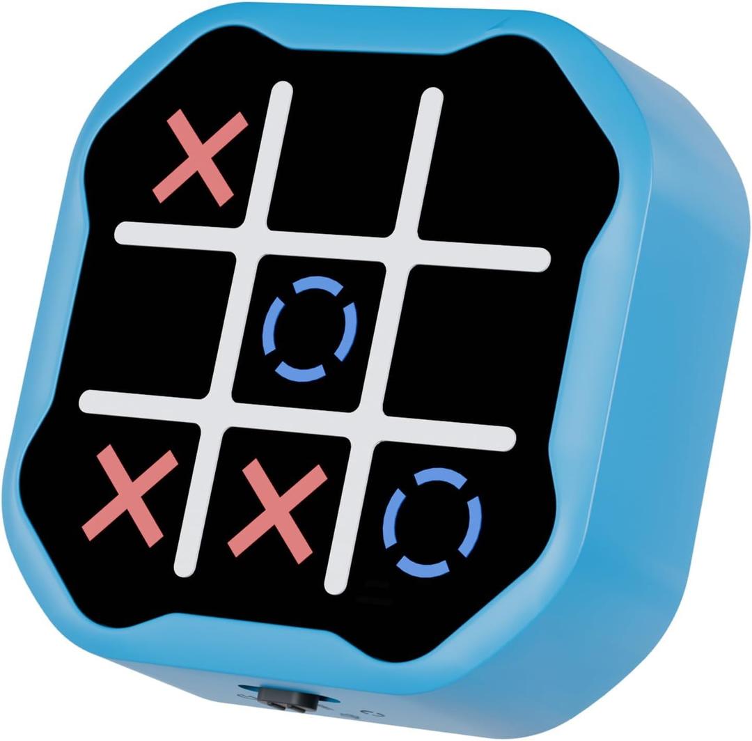 3 in 1 Electronic Tic Tac Toe Game, Handheld Digital Tic Tac Toe Bolt Game with Silent Mode, Portable Learing Toy Gift for Kids & Adults, Blue (One Pack) (Battery-Powered)