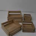 Set of 4 Large Wooden Crates Unfinished Office Storage Crates, Decorative Wood Storage Crates for Display, Rustic Pine Wood Organizer Bin Basket for Kitchen Pantry Bathroom, Size 6.5"×6.5", 8"×8", 10"×10", 12"×12"