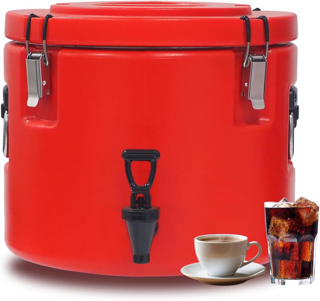 Insulated Beverage Dispenser Ice Chest Bucket,5 Gallon-Thermal Hot and Cold Drink Server Dispenser with 304 Stainless Steel Interior,Portable Cooler For Tea Coffee Water