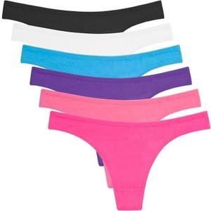 ANZERMIX Women's Breathable Cotton Thong Panties Pack of 6 (Large)