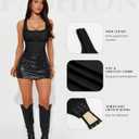 Shapewear Bodysuits for Women : Thong Shapewear Tummy Control Body Shaper Square Neck Body Suits Tank Top (X-Small-Small, Black)