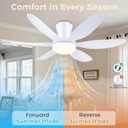GJeg Ceiling Fans with Lights,42" Low Profile Ceiling Fan with Light and Remote Control,Flush Mount, Reversible, Dimmable, Noiseless, White Ceiling Fan for Bedroom