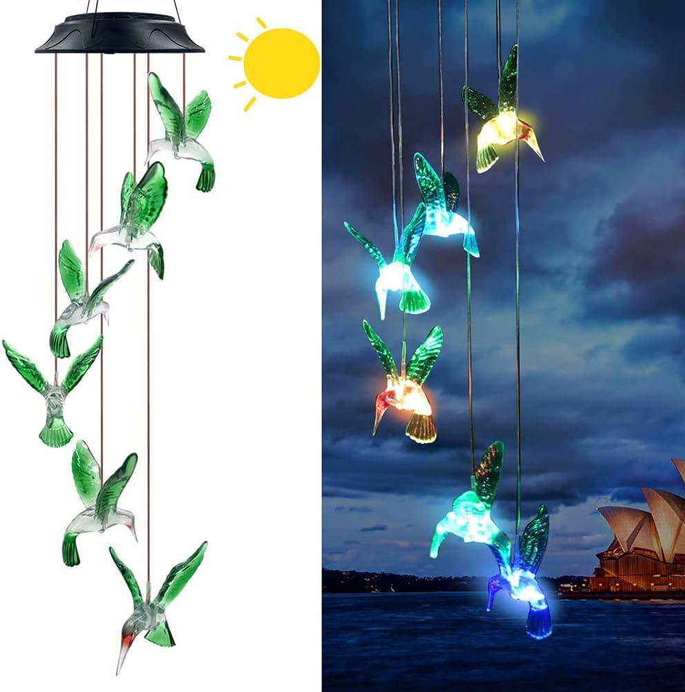 Hummingbird Solar Chimes,Unique Birthday Gifts for Women/Mom/Grandma,Best Idears Grardening