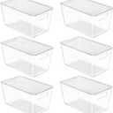 Vtopmart 6 Pack Clear Stackable Storage Bins with Lids, Medium Plastic Containers with Handle for Pantry Organizer and Storage,Perfect for Kitchen,Fridge,Cabinet, Closet,Bathroom Organization