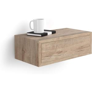 Mobili Fiver, Riccardo Floating nightstand, Oak, 17.7" x 9.8" x 6.1 ", Melamine-Finished, Modern Bedside Table, End Table, Italian Furniture, 17.7 in x 9.8 in x 5.9 in