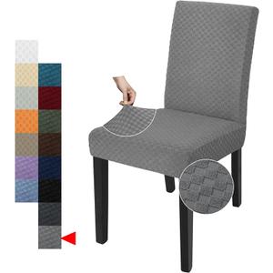 YEMYHOM 6 Packs Latest Checkered Dining Chair Slipcover Parsons Chair Furniture Protector Stretch Chair Covers for Dining Room, Restaurant, Kitchen, Party (Gray)