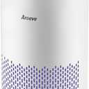 AROEVE Air Purifiers for Bedroom Home, Air Purifier For Smoke Pollen Dander Hair Smell Air Cleaner with Sleep Mode Speed Control For Bedroom Office, MK01- White