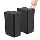 TrashAid 2 Pack Bathroom Trash Can with Lid, 2.6 Gallon / 10 Liter Small Garbage Can with Press Top Lid, Plastic Wastebasket with Pop-up Lids for Toilet, Office, Bedroom, Living Room, Black