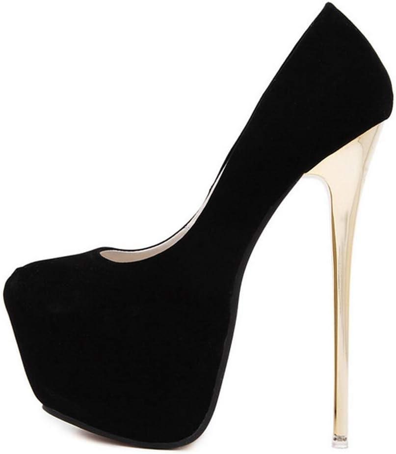 YGJKLIS Women's Platform Stiletto Pumps, 16cm High Heel Sandals with 5cm Platform Wedding Party Slip On Dress Pumps Shoes (Black, 8.5)