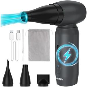 FIHECAL Handheld Turbo Fan, 80000RPM Stepless Speed Electric Jet Blower with 4500mAh Rechargeable Battery, Mini Blower for Air Duster, Outdoor Inflation, Fire Bellow and Quick Cooling Down-Grey