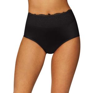 Bali Women's Brief Underwear, Passion For Comfort Women's Panties, Seamless Brief Underwear for Women (7, Black Lace)