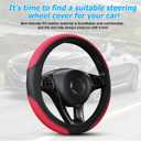 2 x Zpana Elastic Car Steering Wheel Cover, 14.5-15 Inch Leather Non Slip Vehicle Steering Wheel Protecter Without Inner Ring, Auto Interior Protection Accessories, Universal Fit (Red)