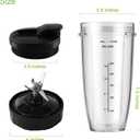 Blender Replacement Parts for Ninja, 24oz Ninja Blender Cups with To-Go Lids, 7 Fins Extractor Blade, Compatible with Nutri Ninja Auto iQ Blenders BL2012 BN801 BL480-30 BL640-30 BL642-30 NN100-30