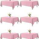 Niuara Pink Fabric Rectangle Table Cloth - 6 Pack, 60" × 102" Washable Tablecloth for 5FT Tables, Wrinkle-Resistant & Heat-Proof Table Cover for Weddings, Dinners & Parties