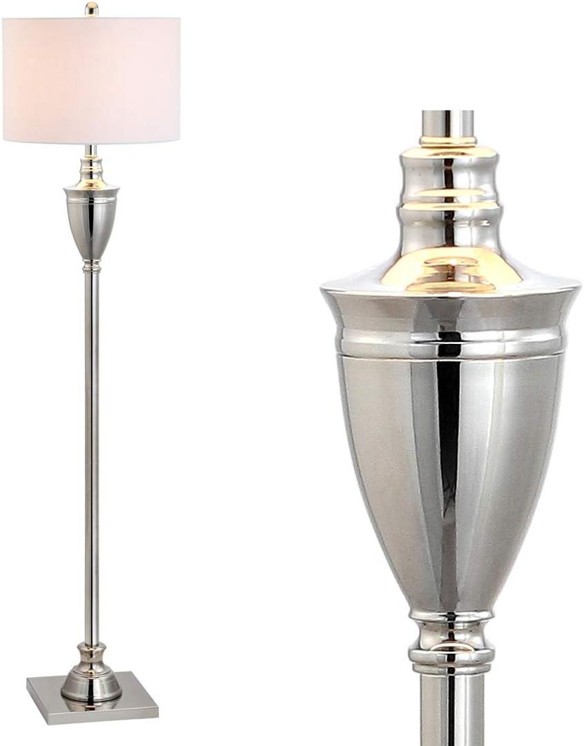 JONATHAN Y JYL3023A Othello 62" Metal LED Floor Lamp, Contemporary, Modern, Transitional, Elegant, Office, Living Room, Family Room, Dining Room, Bedroom, Hallway, Foyer, Polished Nickel