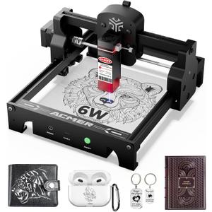 Acmer S1 Laser Engraver and Cutter Machine, 6W (6000mW) for Wood, Acrylic, Leather, Plastic - 130x130mm Compact Engraving Area, DIY Crafts & Art Projects, Precision Mini Engraving Framework Design