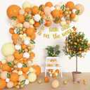 Amandir 152pcs Little Cutie Baby Shower Decorations, Orange Yellow Balloon Garland Arch kit with Orange Leaves A Little Cutie is On The Way Banner for Tangerine Theme Fruit Birthday Party Supplies