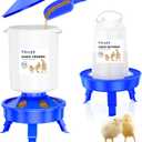 Top Filling Chick Feeder and Waterer Set with Scoop, 0.8Gal Chick Feeder and 0.4Gal Chick Waterer with 3 Heights Adjustable Legs for Chicks