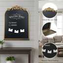 Vintage Magnetic Arch Chalkboard with Shelf - 18"x24" Decorative Wall Mounted Ornate Gold Framed Blackboard with Chalk, Clips & Cloth - Elegant Wedding Sign & Kitchen Menu Home Decor