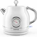 1.8L Retro Electric Kettle with Dual Thermometer (°F/°C) Cream White
