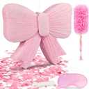 Pink Bow Pinata with Stick and Blindfold, Large Coquette Aesthetic Party Decorations for Girls Birthday, Baby Shower, Bridal Shower, Princess Theme Party Supplies, Includes Confetti & Rope  9.84"L x 7.87"W x 0.39"H