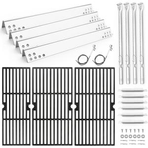 Uniflasy Grill Parts for Char-Broil 4/5 Burner for Charbroil 463347519 463347518 463275517 463243518 463243519 463342119 Grill Replacement Parts Burners Heat Plates 18" Cast Iron Grill Grates