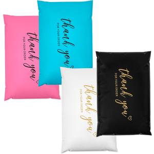 JinRuiKJ Thank You Poly Mailer - 6x9 Poly Mailers Variety Pack of 100, 25 Pcs Each Color, Strong Adhesive Shipping Bags for Clothing, Durable Thick Mailer Bags with Self Seal - Mixed Color