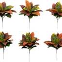 Nearly Natural 17 Garden Croton Artificial (Real Touch) (Set of 6) Silk Plants, Multi