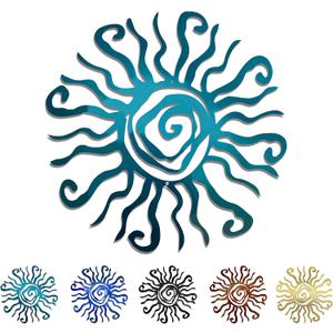 Riverside Designs Wacky Sun Metal Wall Art Indoor/Outdoor Decor - 24" Teal Rust Proof Wall Sculpture - Made in USA - Ideal for Bedroom, Garden, Home, Patio and Farmhouse