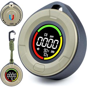 3-in-1 Portable Carbon Monoxide Detector, Professional Rechargeable Real-Time Travel CO Monitor 140HR Standby, Premium Reliable CO Detector with Loud Alarm for Air Safety (Grey/Courage)