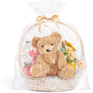 2 x Liwidon Large Cellophane Bags, 10 PCS 30 x 40 Inch Clear Gift Bags Cellophane Wrap for Gift Baskets Cello Bag Clear Basket Bag Plastic Gifts Bag for Easter Wedding Birthday Holiday Party Supplies