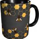 Honeycomb Bee Coffee Mug 11oz - Funny Ceramic Tea Cup for Men Women Office and Home Novelty Mugs Ideal Present Birthday Microwave Safe