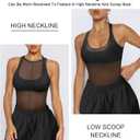 Sexy Mesh Sheer Tops for Women See Through High Neck Low Cut Scoop Back Slim Fitted Tank Mesh Shirt Going Out Tops (M)