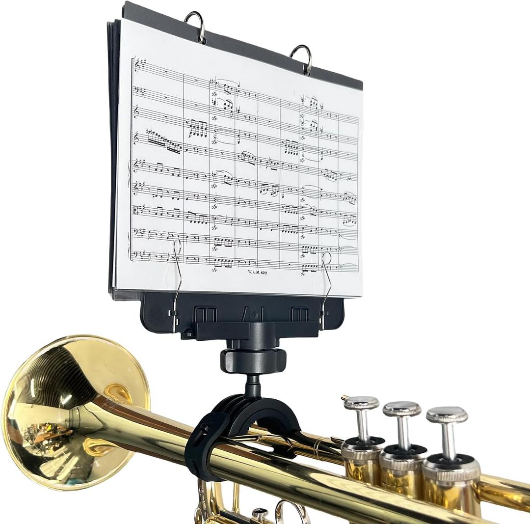 Trumpet Lyre TC10, Adjustable Marching Band Lyre for Trumpet with Flip Folder, Includes 10 Refill Sleeves