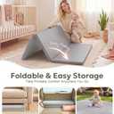 Mallify Foldable Baby Play Mat, 50''x50'' Waterproof Thicken Foam Vegan Leather Playpen Mat for Infants and Toddlers, Portable Baby Mat for Floor, Grey