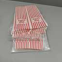 TaoBary 48 Sets Circus Party Favor Bags Carnival Candy Gift Bags Paper Red White Striped Popcorn Boxes with Flat Pocket and Twist Ties Circus Party Supplies for Movie Night