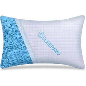 Adjustable Shredded Memory Foam Pillow Queen Size - Soft or Firm Rayon Derived from Bamboo Pillow for Side Sleeper, Stomach & Back - Cold Cooling Gel Bed Pillows for Sleeping Comfortable Pillows
