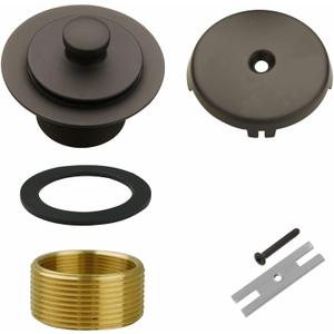 Bronze Tub Drain and Overflow Kit with Single Hole Overflow Faceplate,Welsan Universal Lift & Turn Bathtub Drain Kit with Fine/Coarse Thread Conversion Twist Trim Kit Assembly-Oil Rubber Bronze