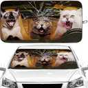 Funny Cat Car Windshield Sun Shade Foldable Sunshade Front Window Cover Sun Visor Protector Accessories for Truck SUV (59x27.5 inches)
