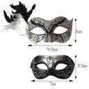 Wildarms Couple Masquerade Masks - Feather Women & Venetian Men Masks for Halloween Party, Mardi Gras Cosplay (Silver Black, one size)