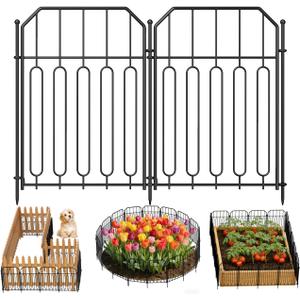Goovilla Garden Fence, Total 10ft(L) x 21in(H) Garden Fencing Animal Barrier, 10 Pcs Rustproof Metal Wire No Dig Fence Panels, Black Decorative Garden Fences and Borders for Dogs, Flower Bed, Patio