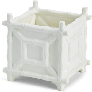 Two's Company Faux Bamboo Cachepot, White