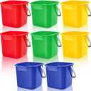 Irenare 8 Pcs Sanitizing Bucket 3 Quart Cleaning Pail Small Detergent Square, Spout and Handle Plastic Utility Sanitizer Buckets for Restaurant Kitchen Home Offices (Multicolor)