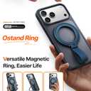 TORRAS 2025 Upgrade (Gen 6.0) Magnetic Phone Grip Holder Kickstand with Braided Strap, Fit for MagSafe Ring Removable, for iPhone 17 16,15, 14, 13 12 Samsung Galaxy, Google, Ostand Ring, Navy Blue